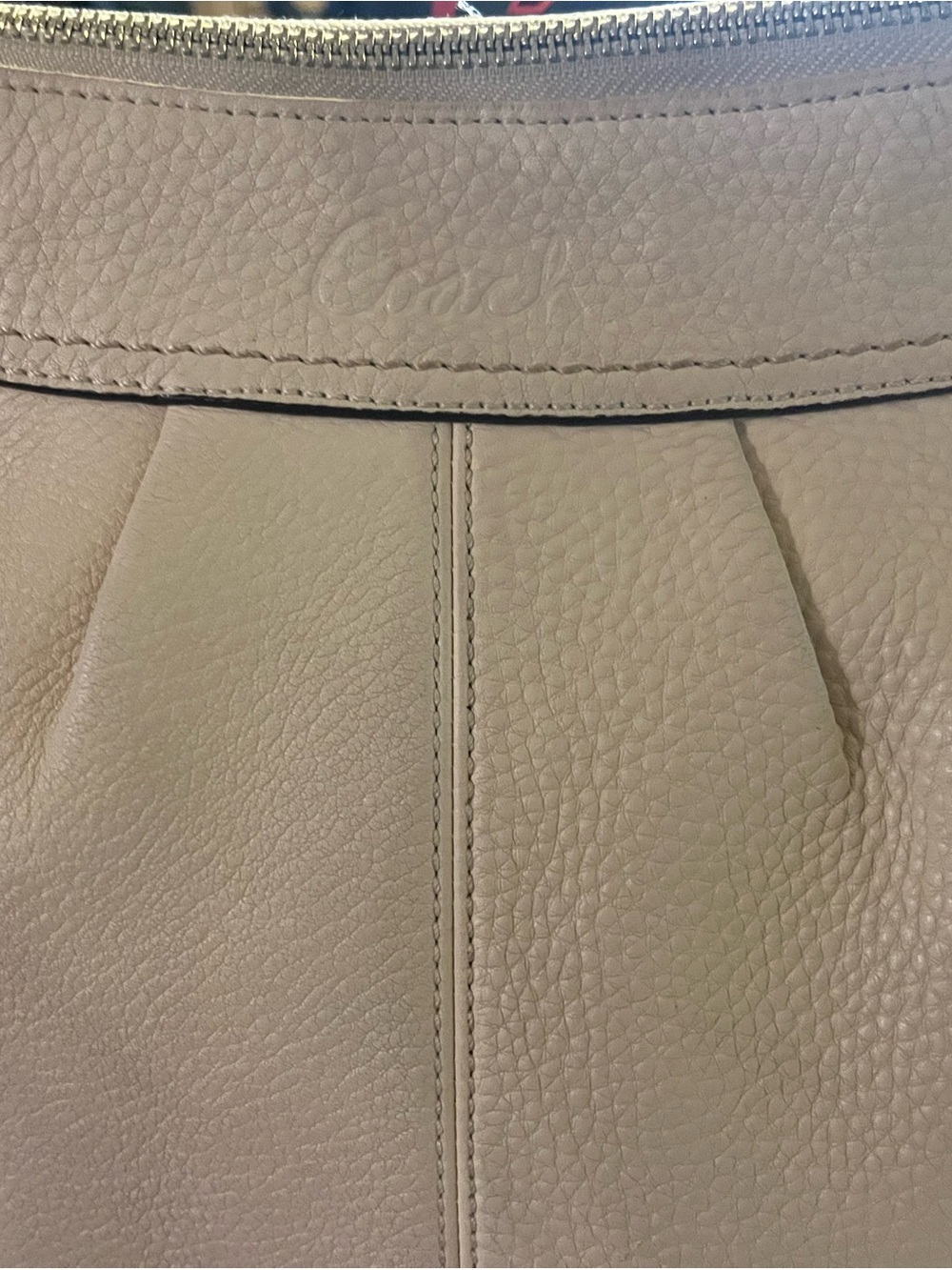 Vintage Cream Leather Coach Tote Bag
